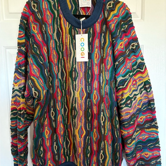 COOGI Other - COOGI Men's Multicolor Wave-Pattern Crewneck Sweater - Blue Trim